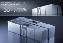 bess sodium batt 2 - Wilayah.com.my CATL TENER Sodium Energy Storage System: modular battery cabinets arranged in a large-scale energy storage facility, promoting 30+ MWh capacity (informational).