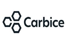 Carbice logo with three connected hexagons to the left of the word Carbice in dark blue letters