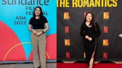 cheyenne tan emmy - Wilayah.com.my Woman posing in front of Sundance Film Festival Asia 2022 backdrop on the left, and in front of The Romantics Netflix banner on the right, at a festival venue