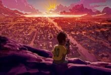 computer animation fest - Wilayah.com.my Young boy in a yellow jersey sits on a rocky ledge, watching a sunset over a sprawling city below.