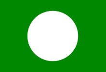 White circle centered on a solid green background, simple and minimal.