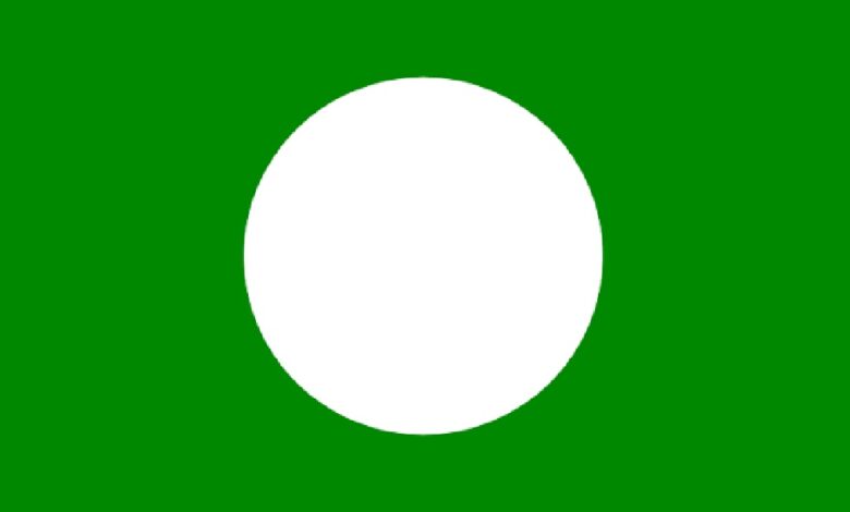 White circle centered on a solid green background, simple and minimal.