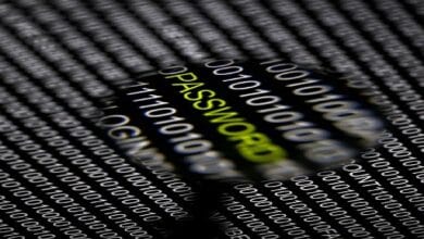 security hack data 2 - Wilayah.com.my Close-up of a magnifying glass over the word PASSWORD in green, with a binary code background.
