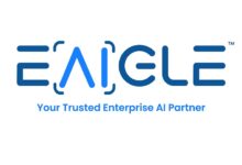 eaigle 2 - Wilayah.com.my EAGLE logo in blue with stylized lettering and the slogan 'Your Trusted Enterprise AI Partner'.