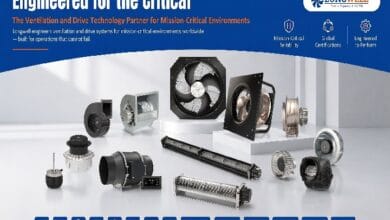 longwell 2 - Wilayah.com.my Blue Longwell banner: 'Engineered for the Critical'; display of industrial ventilation and drive components (fans, housings, tubes) on a white surface.
